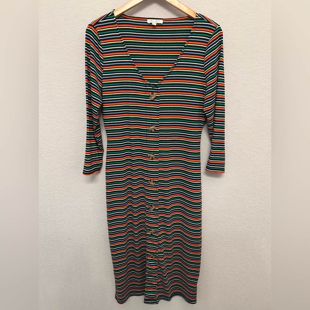Ultra Flirt Multicolor Striped Long Sleeve Dress